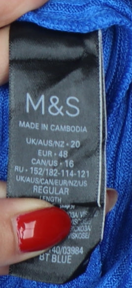 Marks & Spencer Women Blue UK 20 Long Shirt Dress Belted