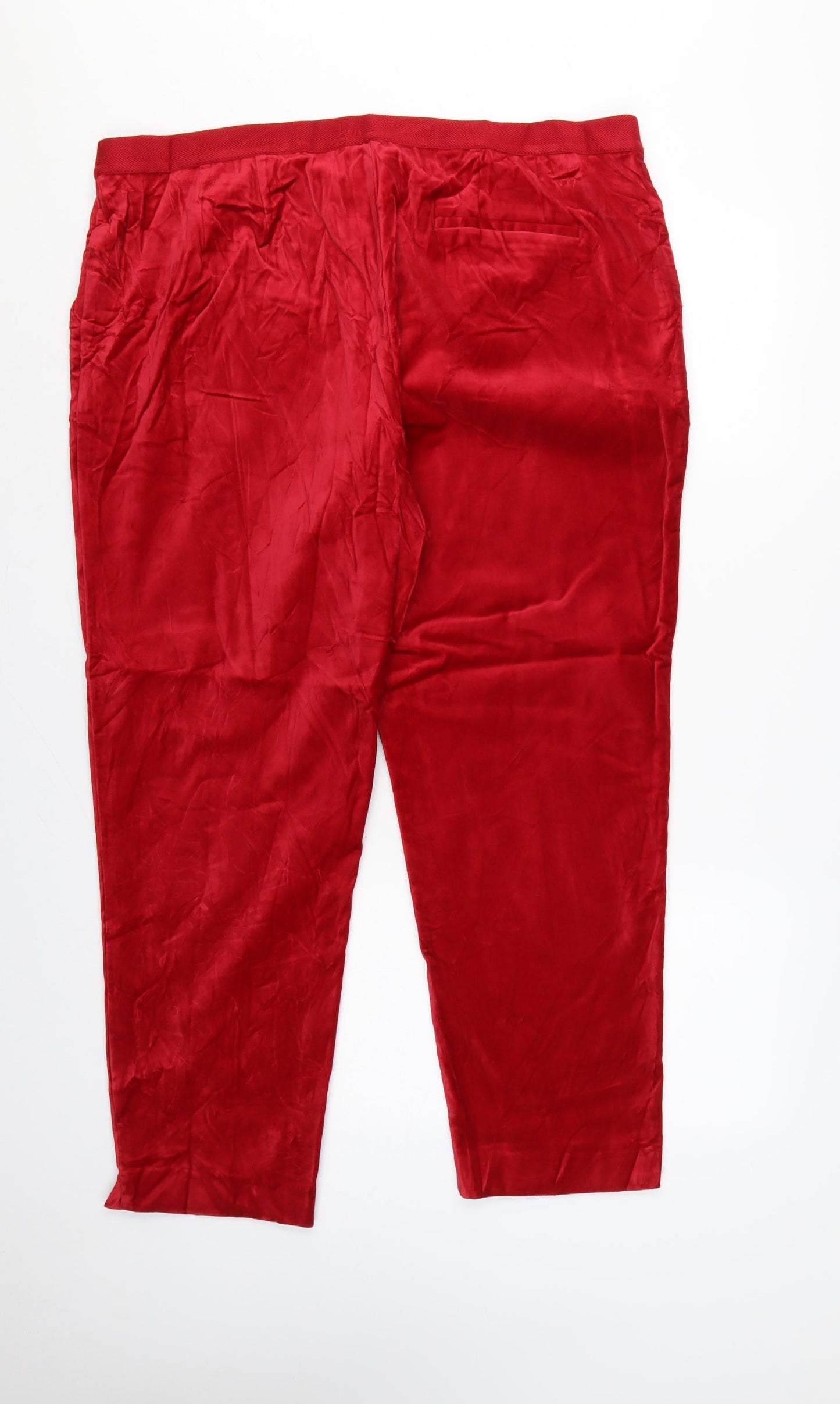 Marks & Spencer Women Red Size 20 Regular Slim Ankle Grazer Cotton Trousers