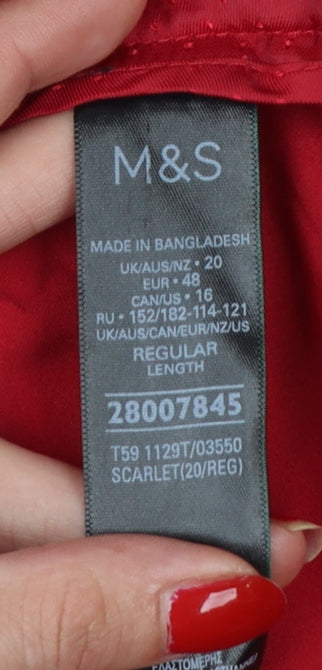 Marks & Spencer Women Red Size 20 Regular Slim Ankle Grazer Cotton Trousers