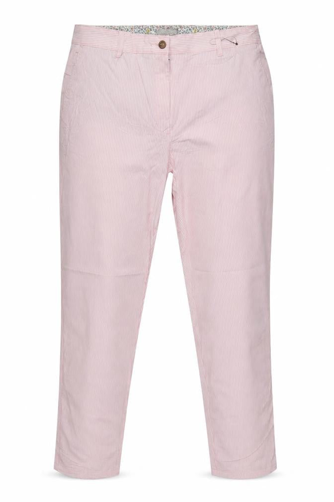 Marks & Spencer Women's Pink Stripe Chino Trousers UK 18 Long