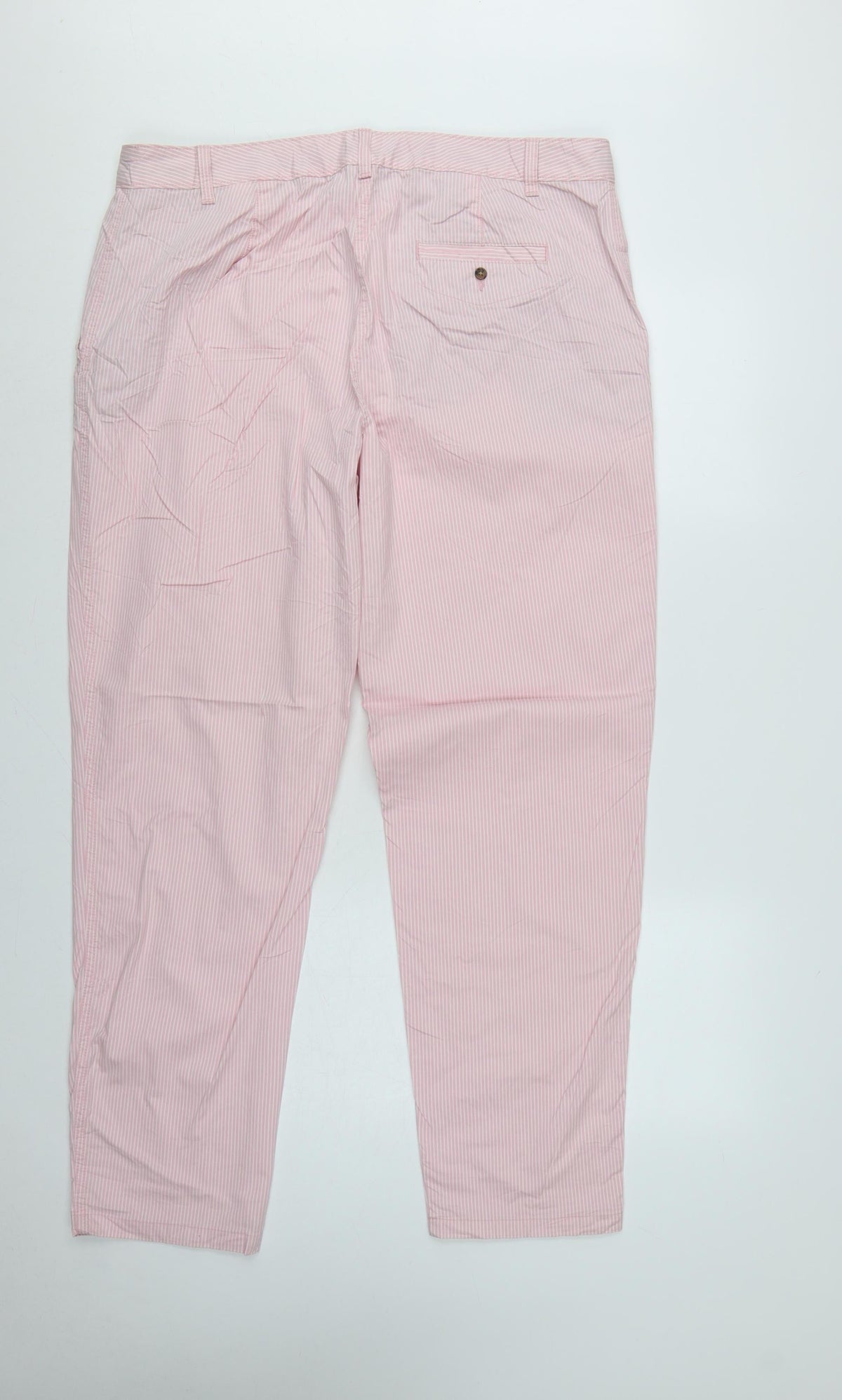 Marks & Spencer Women's Pink Stripe Chino Trousers UK 18 Long