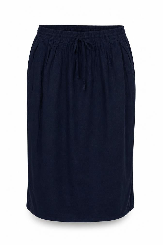 Marks & Spencer Women's Blue UK 12 Linen Blend Midi Straight Skirt