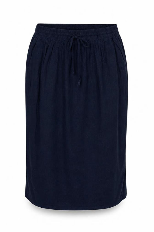 Marks & Spencer Women's Blue UK 12 Linen Blend Midi Straight Skirt
