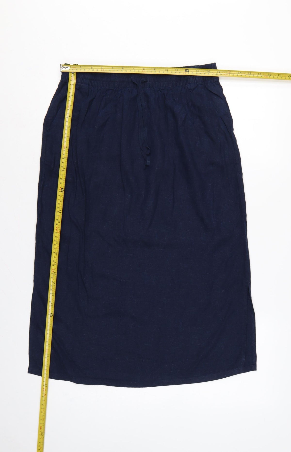 Marks & Spencer Women's Blue UK 12 Linen Blend Midi Straight Skirt