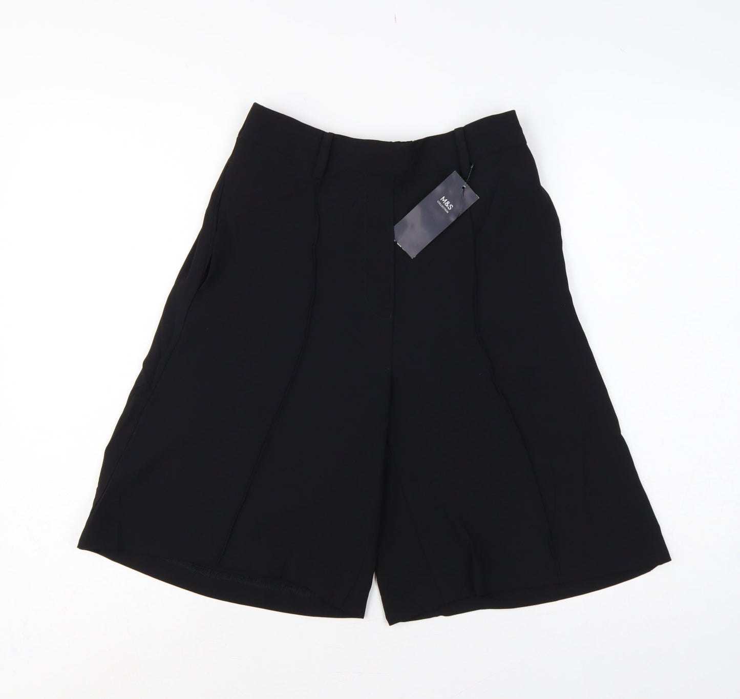 Marks & Spencer Women Black UK 6 High Rise Culotte Shorts Pockets