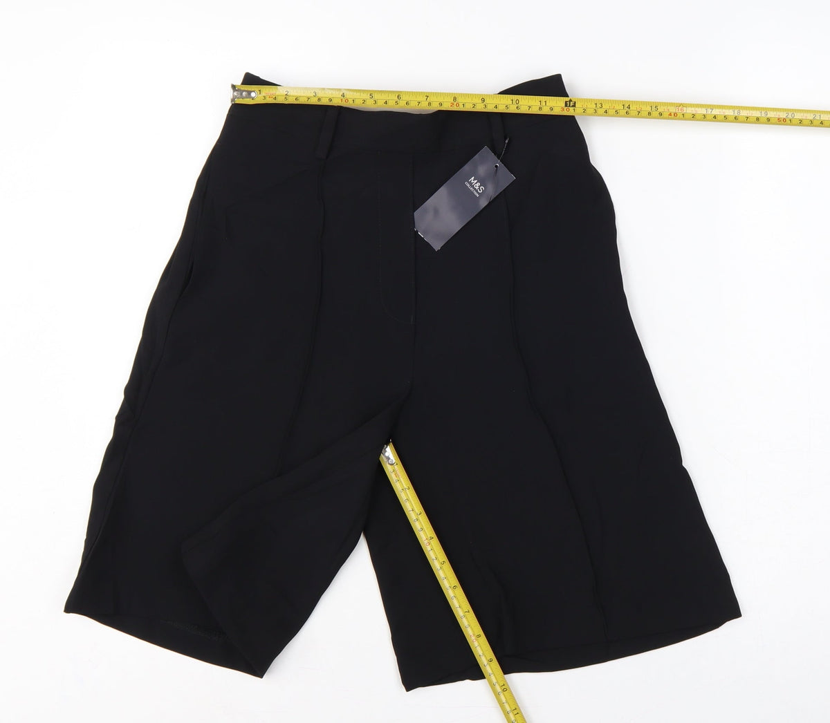 Marks & Spencer Women Black UK 6 High Rise Culotte Shorts Pockets