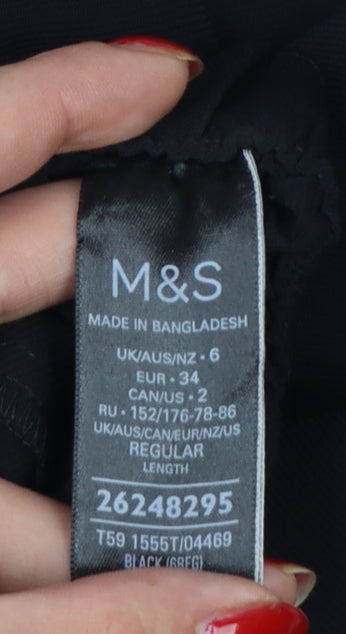 Marks & Spencer Women Black UK 6 High Rise Culotte Shorts Pockets