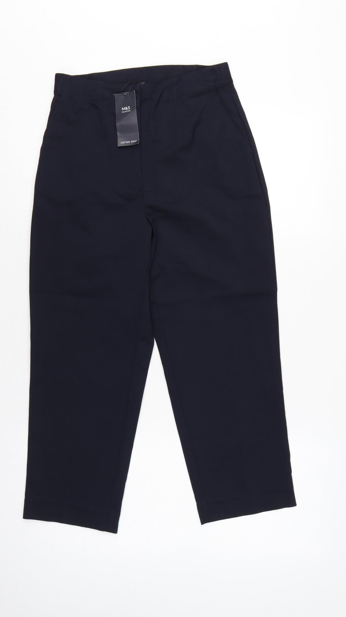 Marks & Spencer Women Blue UK 8 High Rise Tapered Trousers