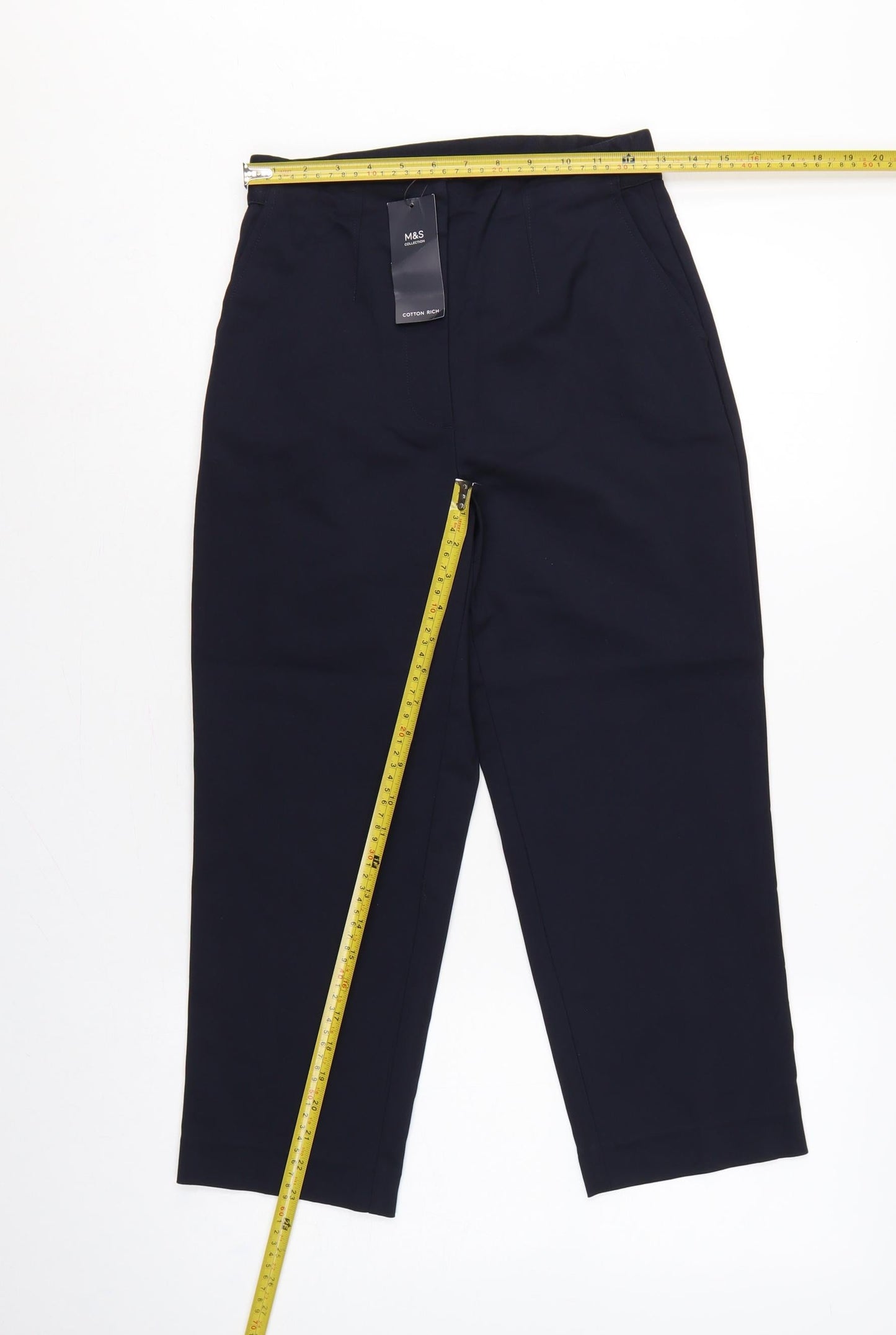 Marks & Spencer Women Blue UK 8 High Rise Tapered Trousers