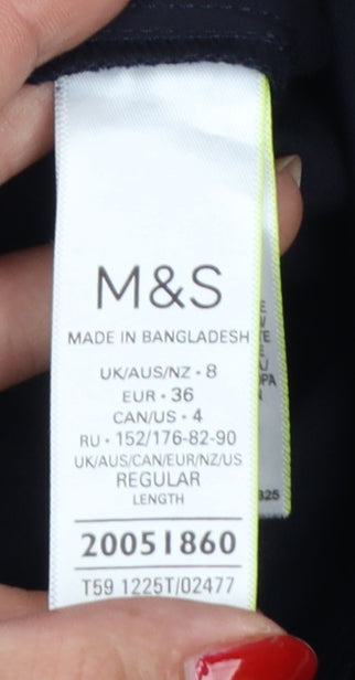 Marks & Spencer Women Blue UK 8 High Rise Tapered Trousers