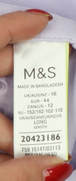 Marks & Spencer Women Purple UK 16 Long Straight Dress Trousers