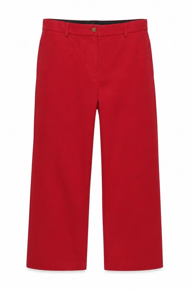 Marks & Spencer Women's Red UK 18 Wide Leg High Rise Trousers