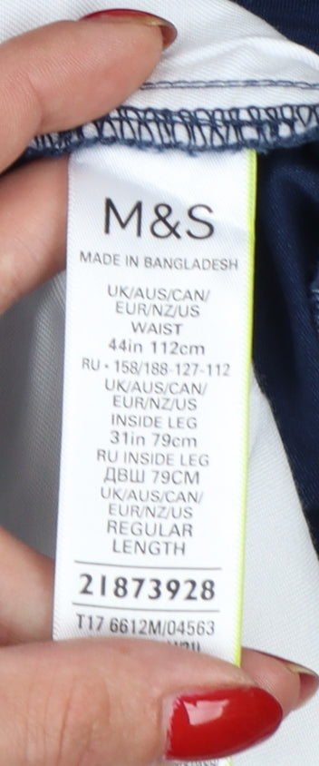 Marks & Spencer Men Blue 44 Chino Trousers 44W 31L Stretch