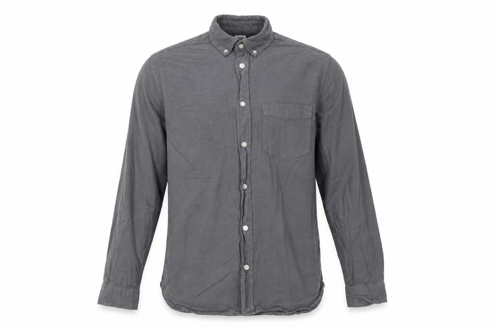 H&M Men Grey M Regular Fit Cotton Button-Down Long Sleeve Shirt