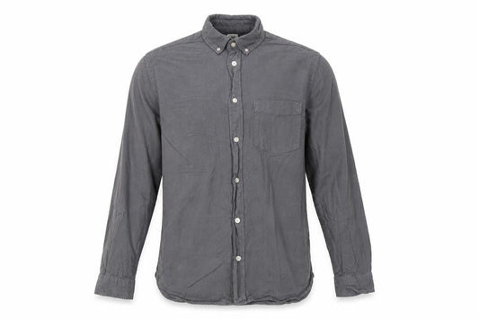 H&M Men Grey M Regular Fit Cotton Button-Down Long Sleeve Shirt