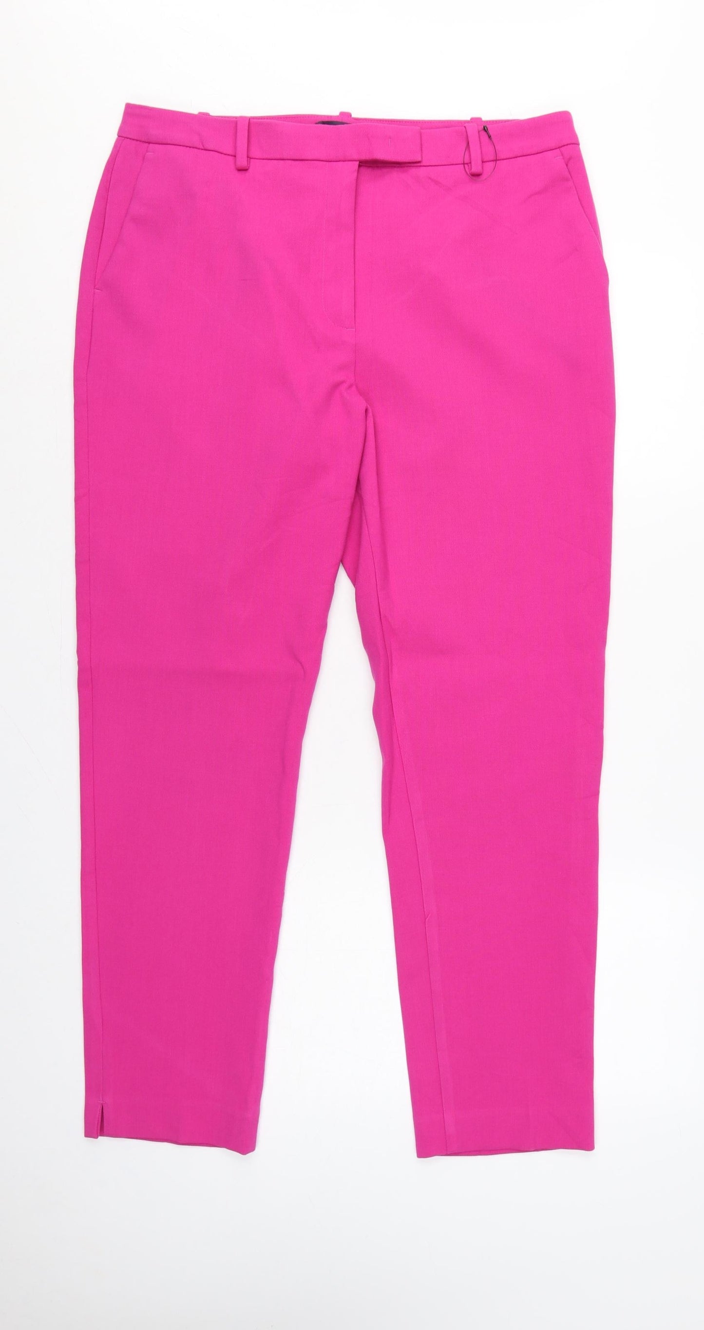 Marks & Spencer Women Pink UK 16 Long Tailored Tapered Dress Trousers