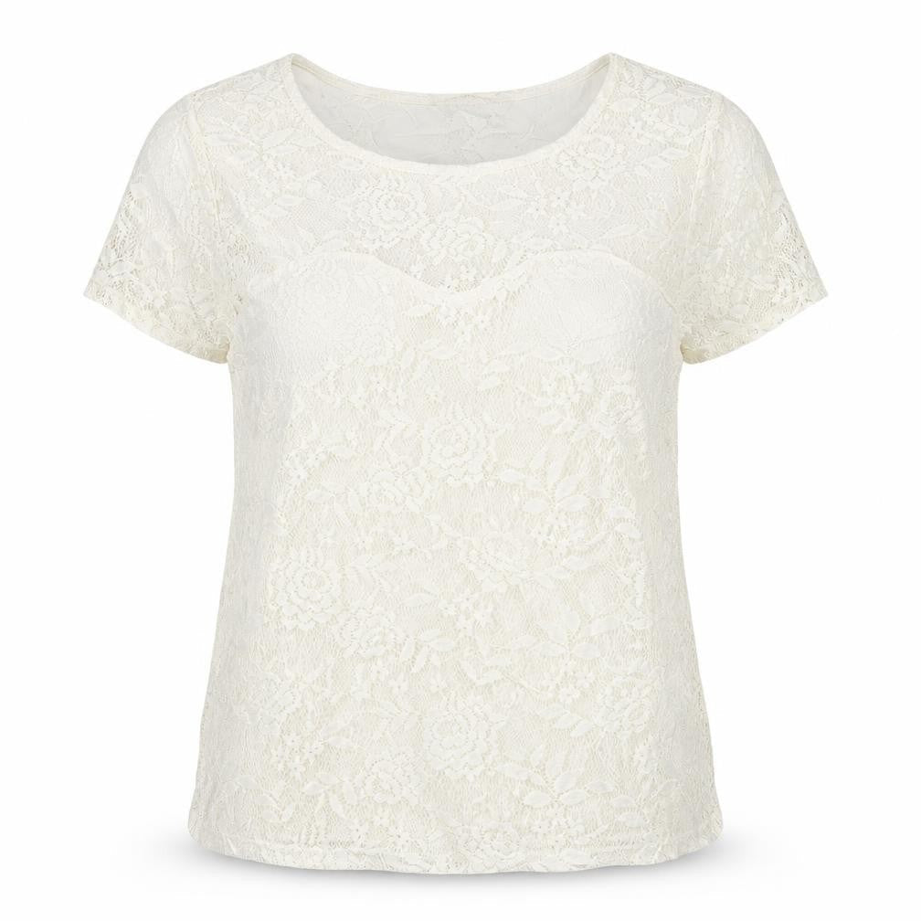 Dorothy Perkins Women Ivory Lace Floral Cap Sleeve Top UK 14