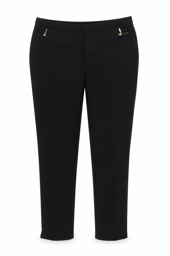 Zara Women Black UK 12 Slim Tapered Zip Pocket Dress Trousers