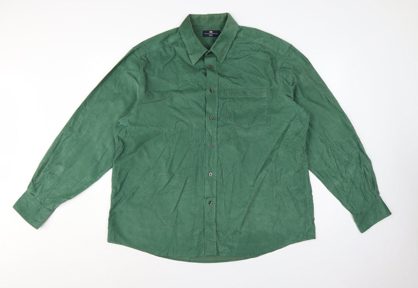 Marks & Spencer Men Green XL Corduroy Long Sleeve Button-Up Shirt