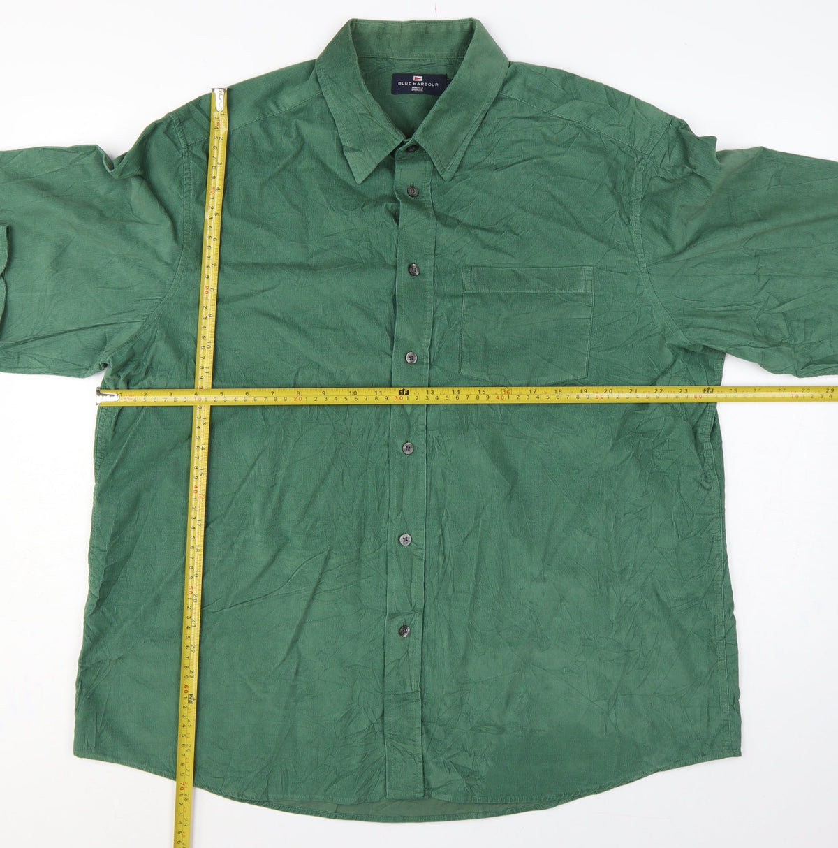 Marks & Spencer Men Green XL Corduroy Long Sleeve Button-Up Shirt