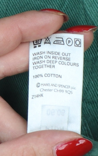 Marks & Spencer Men Green XL Corduroy Long Sleeve Button-Up Shirt