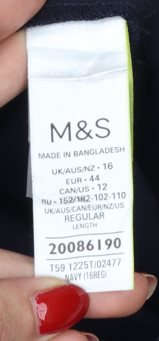 Marks & Spencer Women’s Navy Blue Size 16 Slim Cropped High Rise Trousers