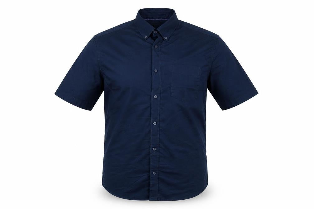 Marks & Spencer Men Blue S Regular Fit Cotton Button-Down Shirt