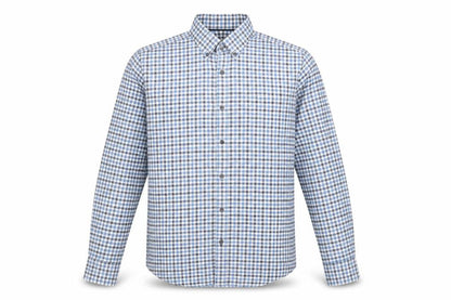 John Lewis Men Blue White Check Cotton Oxford Button-Up Shirt M