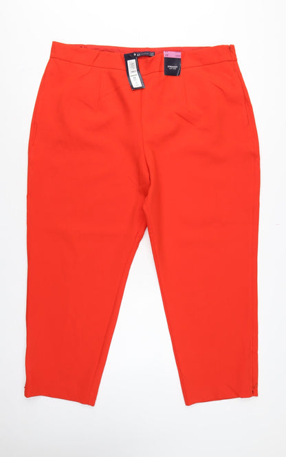 Marks & Spencer Womens Red Size 22 Straight High Rise Trousers