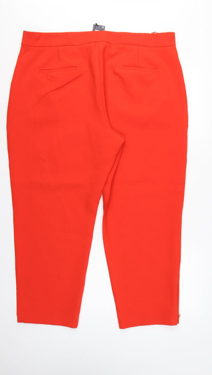 Marks & Spencer Womens Red Size 22 Straight High Rise Trousers