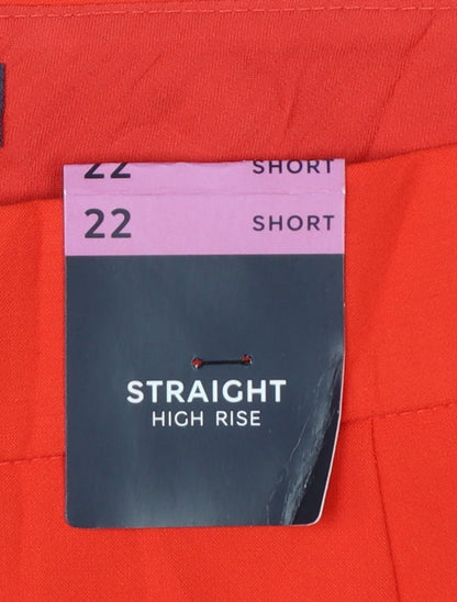 Marks & Spencer Womens Red Size 22 Straight High Rise Trousers