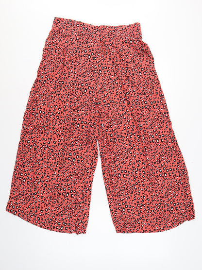Marks & Spencer Women Orange Leopard Print Wide-Leg Trousers UK 12