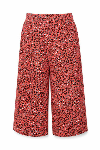 Marks & Spencer Women Orange Leopard Print Wide-Leg Trousers UK 12