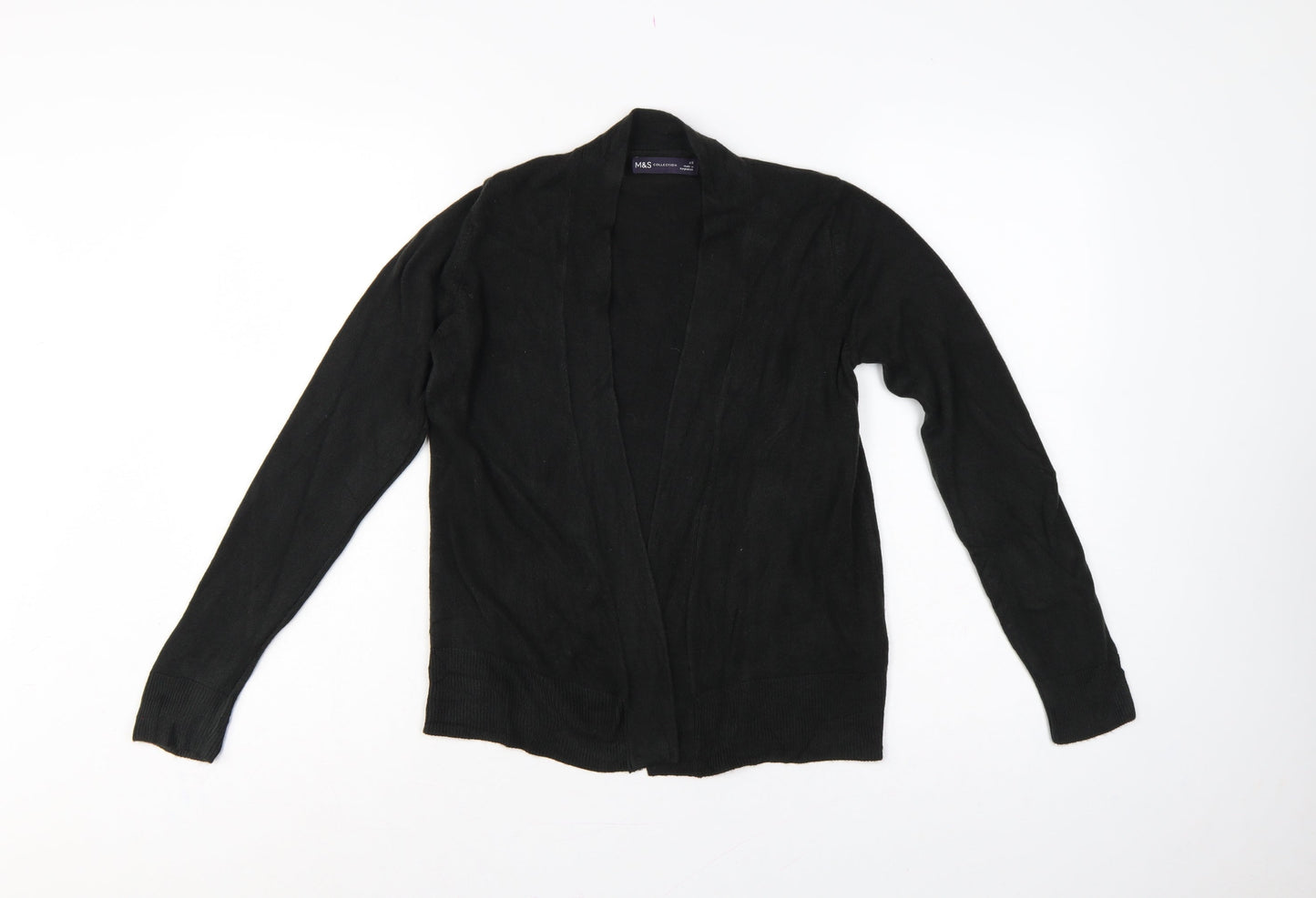 Marks & Spencer Women Black XS Open Knit Long Sleeve Cardigan