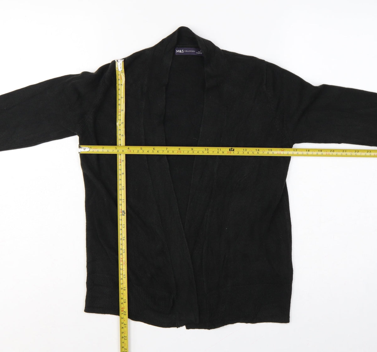 Marks & Spencer Women Black XS Open Knit Long Sleeve Cardigan
