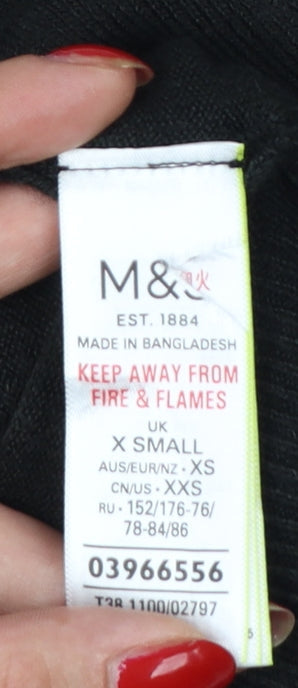 Marks & Spencer Women Black XS Open Knit Long Sleeve Cardigan