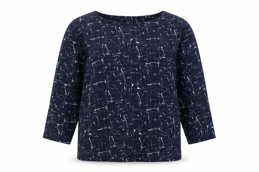 Betty & Co Women Blue UK 12 Geometric Kimono Sleeve 3/4 Blouse