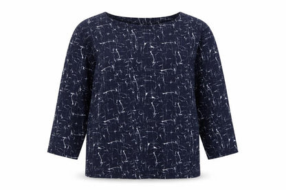 Betty & Co Women Blue UK 12 Geometric Kimono Sleeve 3/4 Blouse