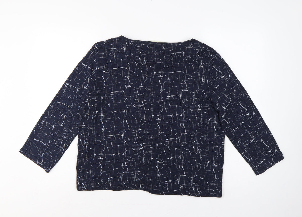 Betty & Co Women Blue UK 12 Geometric Kimono Sleeve 3/4 Blouse