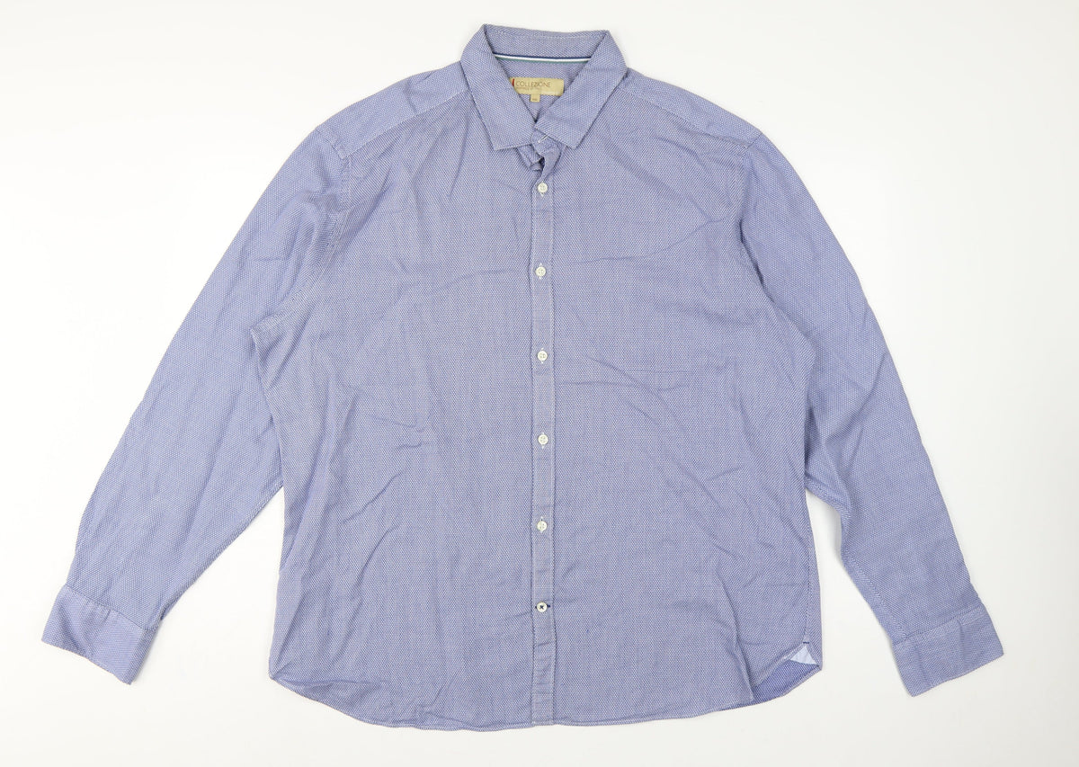 Marks & Spencer Collezione Men Blue Geometric Cotton Slim Fit Dress Shirt 2XL