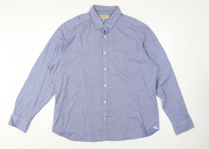 Marks & Spencer Collezione Men Blue Geometric Cotton Slim Fit Dress Shirt 2XL