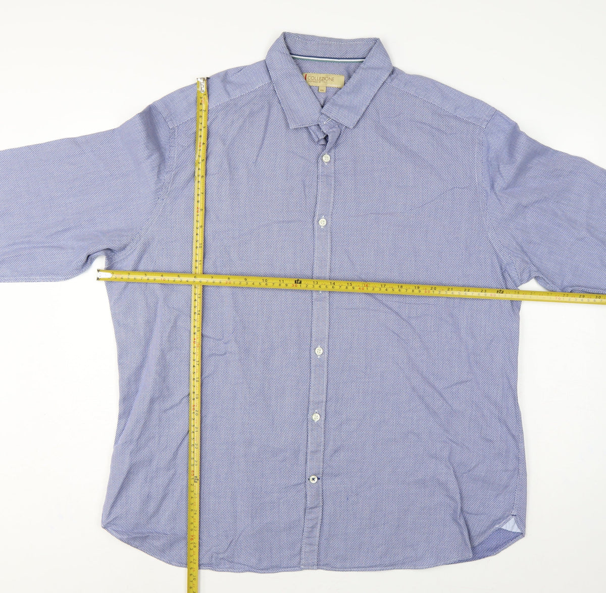 Marks & Spencer Collezione Men Blue Geometric Cotton Slim Fit Dress Shirt 2XL
