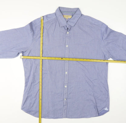 Marks & Spencer Collezione Men Blue Geometric Cotton Slim Fit Dress Shirt 2XL