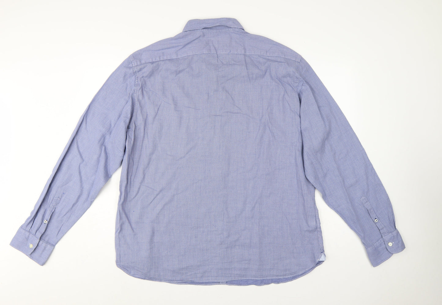 Marks & Spencer Collezione Men Blue Geometric Cotton Slim Fit Dress Shirt 2XL