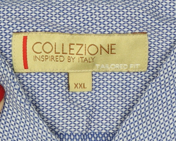 Marks & Spencer Collezione Men Blue Geometric Cotton Slim Fit Dress Shirt 2XL