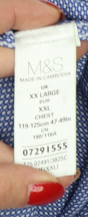 Marks & Spencer Collezione Men Blue Geometric Cotton Slim Fit Dress Shirt 2XL