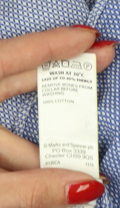 Marks & Spencer Collezione Men Blue Geometric Cotton Slim Fit Dress Shirt 2XL