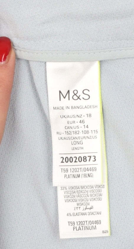 Marks & Spencer Women Grey UK 18 Long Tapered Tailored Dress Trousers NWT