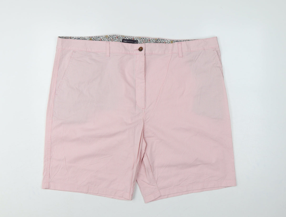 Marks & Spencer Women’s Pink Stripe Bermuda Shorts UK 24