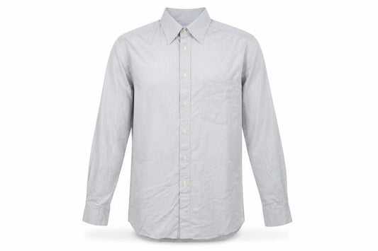 Hugo Boss Men Grey 16 Cotton Long Sleeve Button-Up Point Collar Shirt